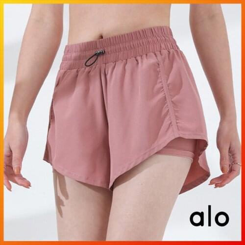 ALO Yoga Womens Shorts Loose Mid-waist Elastic Sports Shorts Running Training Quick-drying Fitness Cycling Yoga Shorts