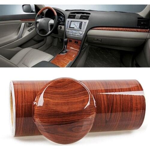 1M High Glossy Wood Grain Car Interior DIY Vinyl Sticker Decal Wrap Film