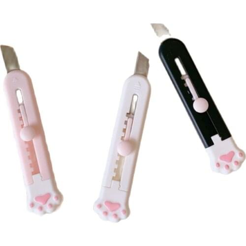 1 PC Kawaii Mini Knife Cat Paw Art Utility Knife Express Box Paper Cutter Craft Stationery Stationery Wrapping Refillable Blade