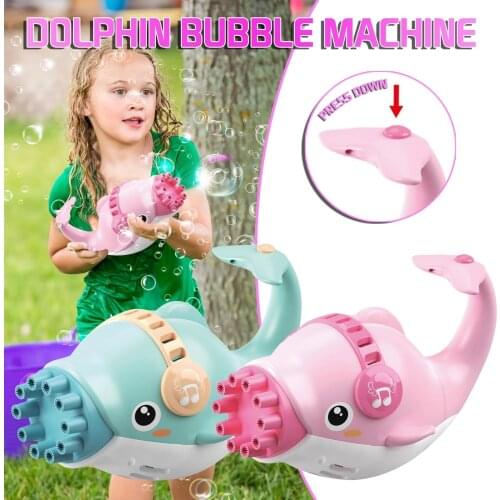 2021 Gatling Cute Dolphin Bubble Machine Multifunctional Automatic Bubble Make Blower Electric Bubble Maker With Cold Fan Mode