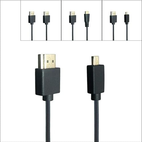 3mm OD HDMI-compatible Cable 4K*2K HD @60hz Male to-HDMI & Mini HDTV & Micro HD male Super Soft Thin Cable 30cm 60cm 100cm