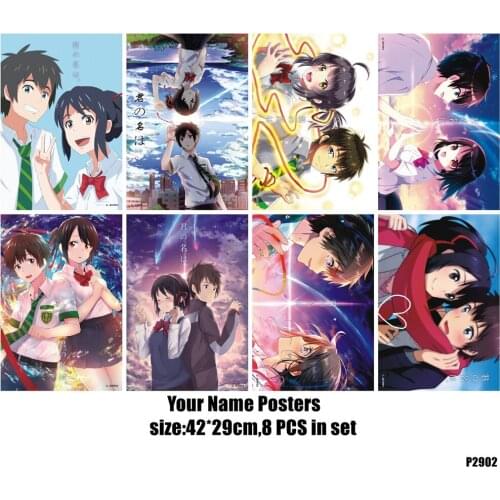 8 pcs/lot Your Name movie Anime poster Included 8 Different Pictures Embossing Hot poster Sizes 42x29 CM
