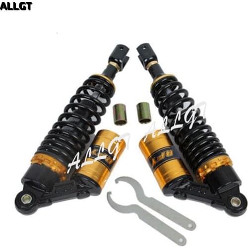 ALLGT 390mm A Pair Rear Nitrogen Shock Absorbers Rear Suspension Clevis Fit For Kawasaki Black/Gold