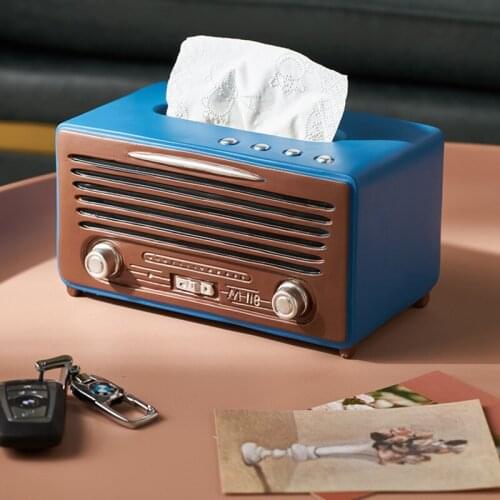 American retro nostalgia tissue boxes creative radio household living room desktop ornament Eco-friendly plastic napkin holder