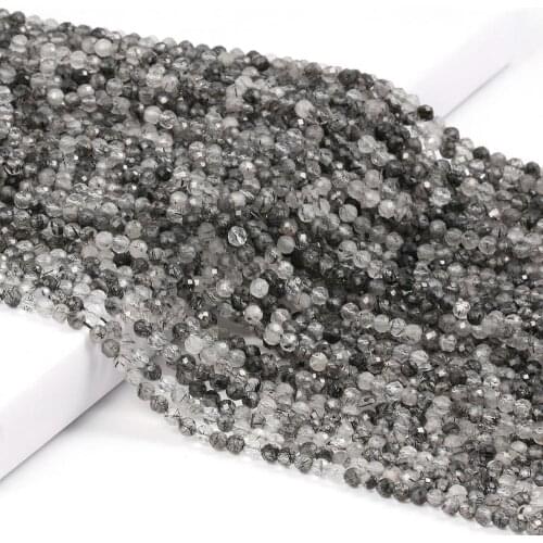 Small Beads Natural Stone Beads Black Quartz 2 3mm Section Loose Beads for Jewelry Making Necklace DIY Bracelet Accessories