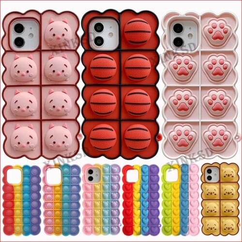 Cute Cartoon Cat Paw Phone Case For Iphone 6 6s 7 8 Plus X XR XS Max 11 12 Pro Max SE2 Cover Reliver Stress Bubble Rainbow Cover