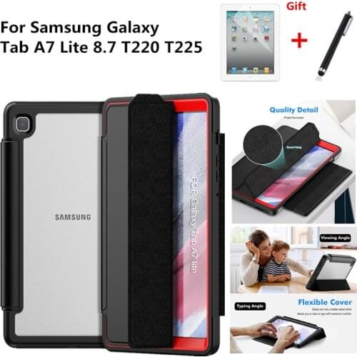 Case For Samsung Galaxy Tab A7 Lite 8.7 T220 T225 Slim Tri-Fold Smart PU Leather Stand Tablet Cover For SM-T220 T225+film+pen