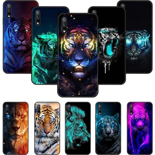 Phone Case For Huawei Honor 9X 10 9 20 8X 8A 8S 7X 7A i A Pro Play Lite Black Cover Shell Trend Hoesjes Animal Tiger Lion