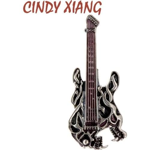 CINDY XIANG Black Green Enamel Violin Guitar Brooches For Women And Men Alloy Weddings Cute Violin Banquet Brooch Pins Gifts
