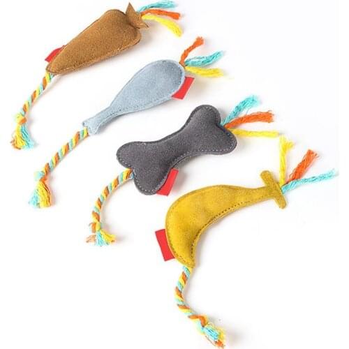 Kapmore 1pc Bite Resistant Dog Toy Faux Leather Bite Proof Puppy Squeaky Toy Bone Pet Chew Toys Pet Supplies Pet Accessories