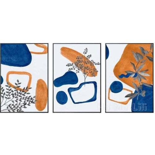 Orange Abstract Flower Oil Painting On Canvas Engraving Interior Wall Art Decoration