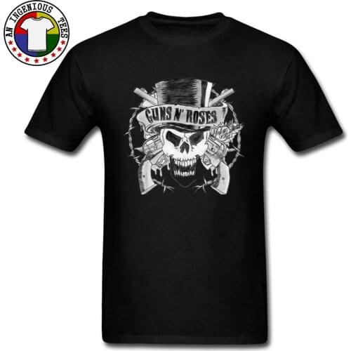 Classic Short Sleeve T-Shirts Guns N Roses Pattern Top T-shirts Gothic Style Heavy Metal Band Rock Music Tshirt For Adult Geek