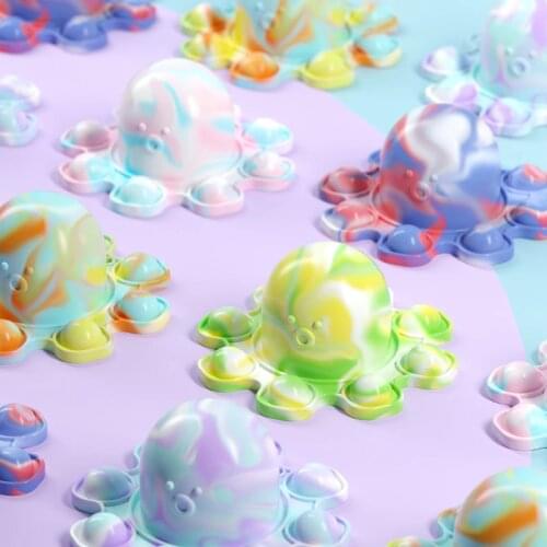 Pop Fidget Octopus KeyChain Childrens Toys Color Flip Expression Jewelry Flip Octopus Lovely Bag Animal Keychains Pendant Gifts