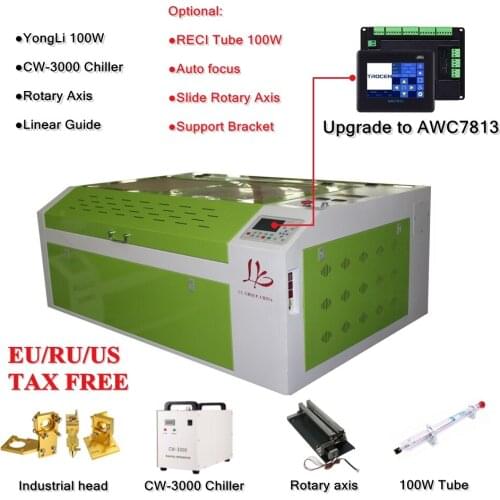 LY DSP 1060 100W Co2 USB Offline TROCEN Touch Screen Control Laser Cutter Engraver Machine with CW-3000 Water Cooling Chiller