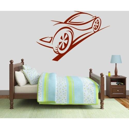 Wall Decal Contour Ghost Racing Car Brakes Trail Nursery Kids Bedroom Home Decor Playroom Teenager Room Vinyl Wall Sticker S583