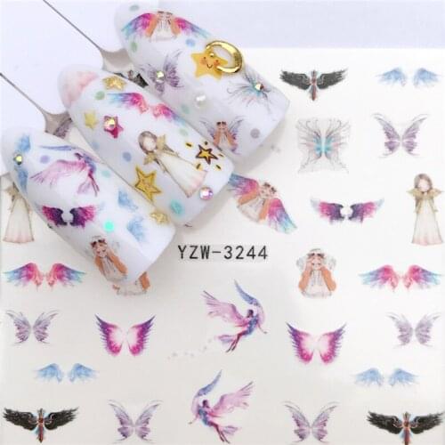 Stickers for Nails Cute Angel Girl Butterfly Water Slider Manicure Decor Watercolor Nail Art Accessories Nail Stickers Designer