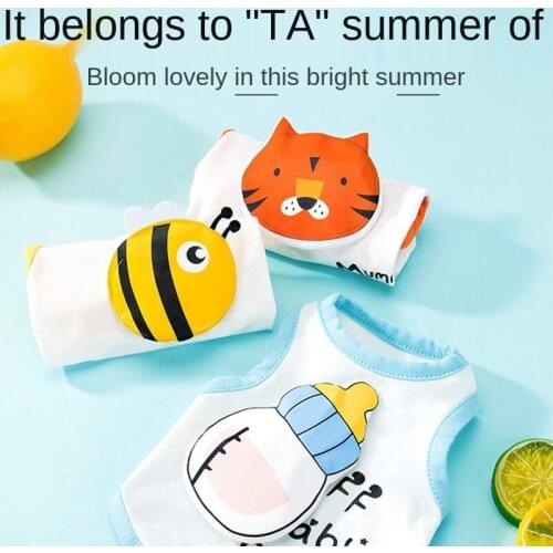 New pet two legged clothes in spring summer Thin breathable vest two leg T-shirt collar satchel cat dog clothes clothing