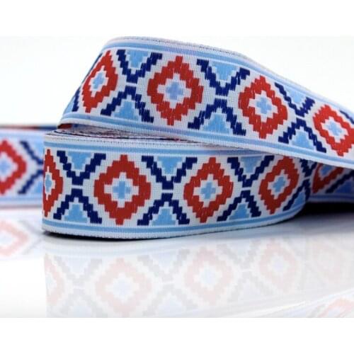 Embroidery ethnic jacquard webbing woven tape lace trim ribbon 2.5cm tribal boho DIY garment bag gift accessory zaika sew native