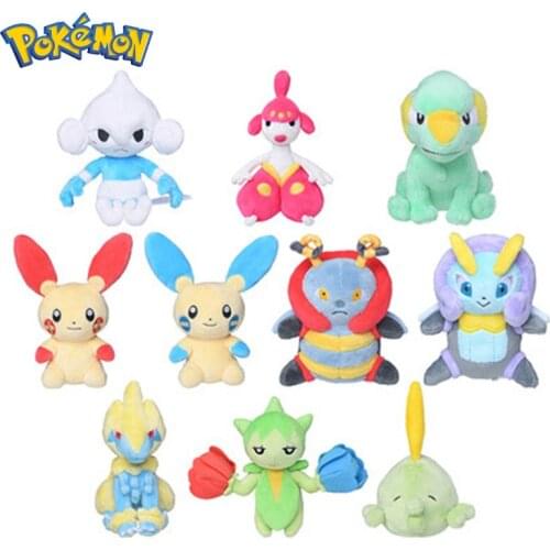Pokemone Kawaii Plush Doll Electrike Plusle Gulpin Roselia Volbeat Meditite Anime Original Soft Stuffed Toys Animal Puppet