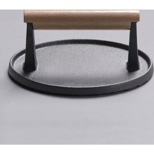 Meat Press Steak BBQ Cast Iron Weight Press Plate With Wooden Handle Professional Grill Fried steak barbecue pressure plate