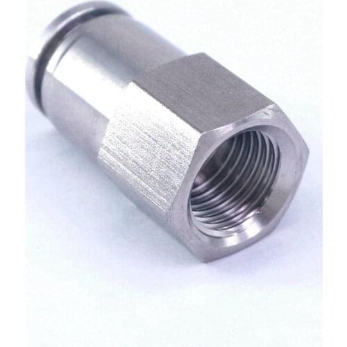 Pneumatic 304 Stainless Steel Straight Push in Connector Tube OD 10mm*1/4"BSP Female Quick Fitting Metal