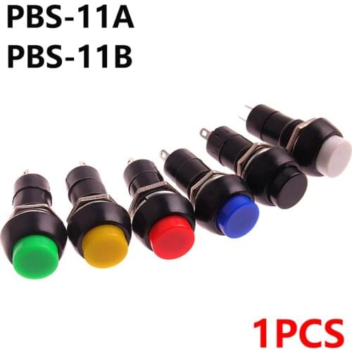 1PC PBS-11A PBS-11B 12mm self-locking Self-Recovery Plastic Push Button Switch momentary 3A 250V AC 2PIN 6Color