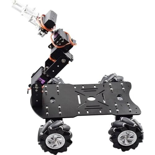 Cheapest Mobile 80mm 4WD Mecanum Wheel Robot Car Kit with 4dof Robot Arm with Gripper Claw for Arduino DIY STEM Toy Parts