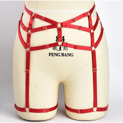 Sexy Wedding Red Garter Harness Stockings Belt Bondage Harness Fetish Leg Garter Belt Elastic Goth Lingerie Cage Suspender Belt