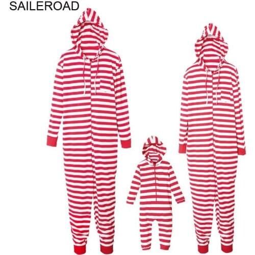 TUONXYE Family Matching Christmas Red White Stripe Pajamas Set For Parent-child Outfit Xmas Kids Homewear Nightwear New Years