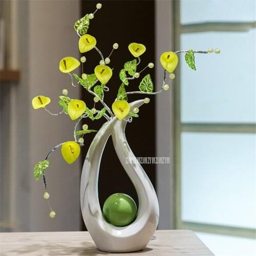Modern Creative Simple Ceramic Vase Crystal Flower Living Room Coffee Table TV Cabinet Home Furnish Decro Ornament D-31A/919