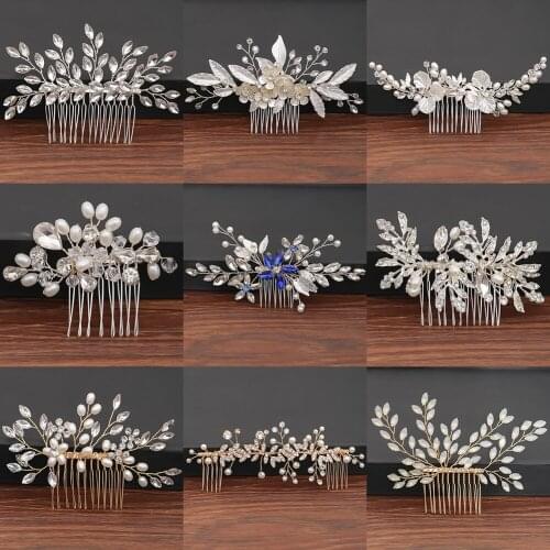 Bridal Comb Wedding Accessories Ladies Hair Clips Pearl Rhinestones Silver Color Gold Carnival Festival Hair Styling Tools