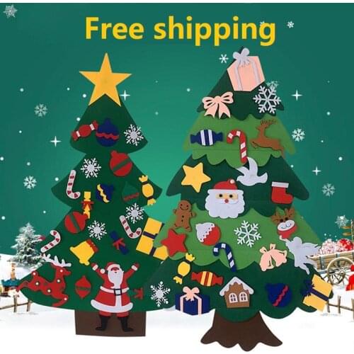 Diy Felt Christmas Tree Christmas Decoration For Home Navidad 2021 New Year Christmas Ornaments Santa Claus Xmas Kids Gifts