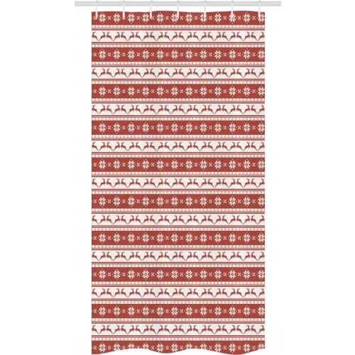 Christmas Nordic Art Shower Curtain Set Classic Scandinavian Waterproof Fabric Narrow Bath Curtain Bathroom Decor with Hooks