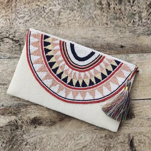 DOYUTIG Bohemia Style Envelope Wedding Bag For Women High Quality Womens Handmade Beaded Clutches Lady Party Crossbody Bag F796