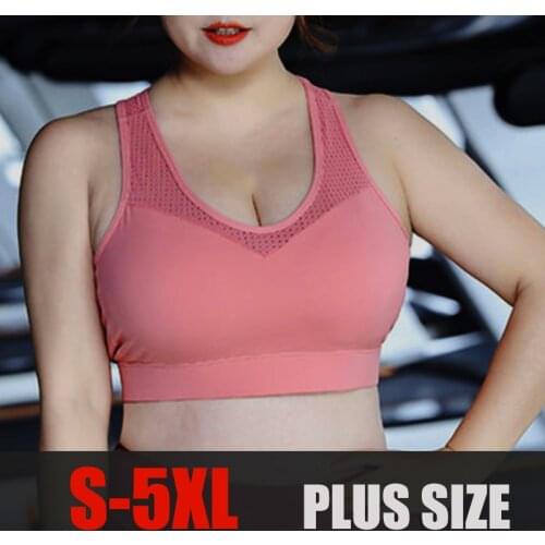 S-5XL Sports Bra Yoga Shirts Women Shockproof Running Vest Solid Sportswear Push Up Brassiere Big Lady Sports Top Crop Plus Size
