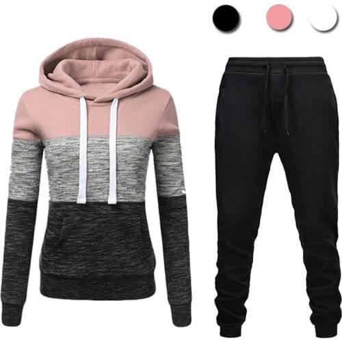Winter Tracksuit Women 2 Piece Set Print Hoodies+pants Sportwear Womens Sports Suit Hooded Sweatshirt Set Female Winter Clothes