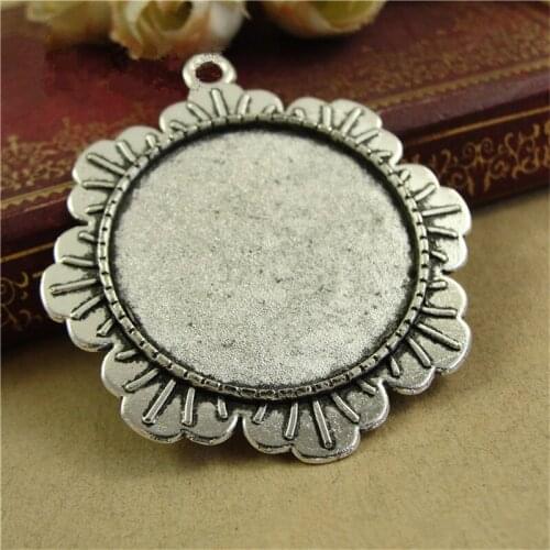 20pcs/lot Retro Lotus Leaf Cabochon Settings 30mm Cabochon Base DIY Jewelry Making