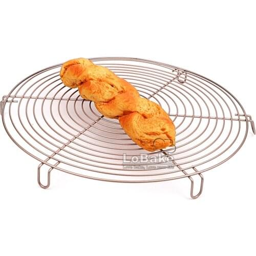 30cm round golden nonstick coating stainless steel wire bread rack muffin cooling racks BBQ grill frame kitchen bakeware