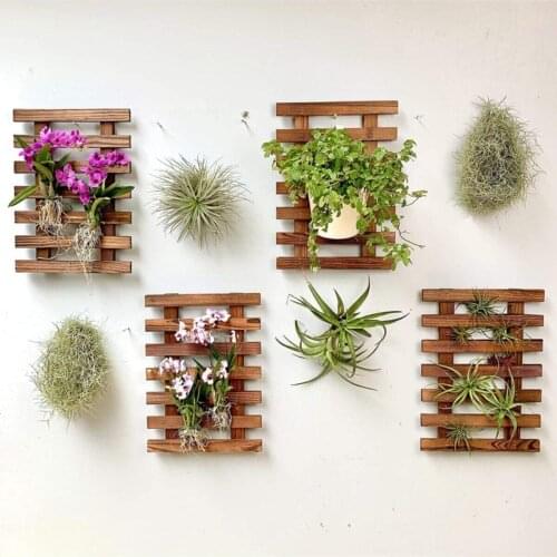 4-Piece Decorative Wall Mounted Wooden Flower Pot Home Decoration