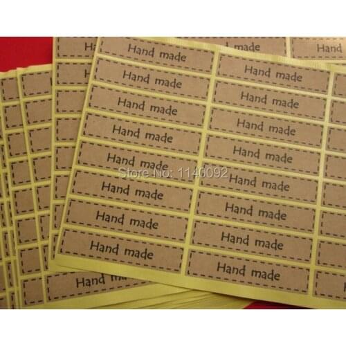 600pcs free shipping " hand made" packing stickers,printing label, 7x1.5cm gift packing paper stickers, box packing stickers