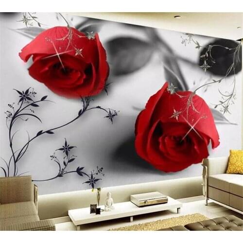 Beibehang Custom Wallpaper Fashion HD Modern Black and White Rose Pattern Home Living Room TV Background Wall papel de parede