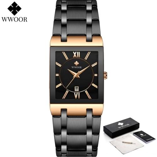 WWOOR New Design Watch For Women Fashion Square Ladies Dress Wristwatches Female Luxury Rose Gold Bracelet Clocks Zegarek Damski