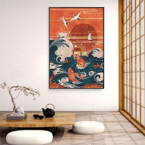 EECAMAIL 2020 New Diamond Painting DIY Full Diamond Embroidery Koi Chinese Living Room Home Decoration Painting No Frame