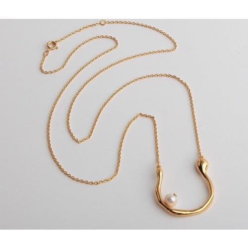 European and American fashion jewelry Japanese and Korean style natural Pearl geometric U-type stereo necklace set