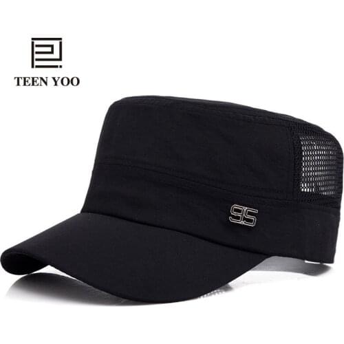 Fashion Korean Military Cap Cotton Breathable Quick Drying Flat Hat Unisex Adult Outdoor Casual Sport Sunhats Military Caps Mesh