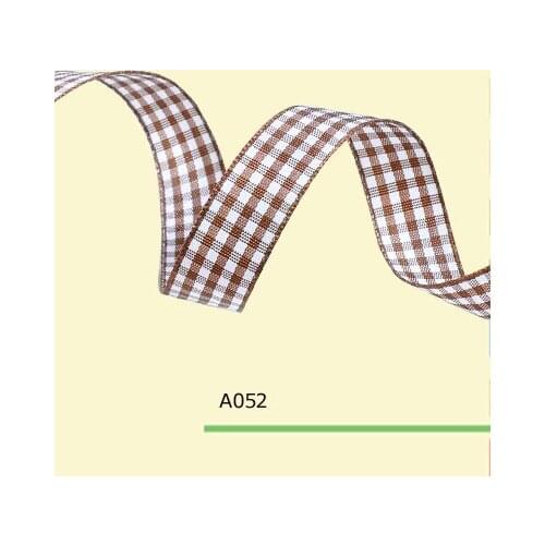 7/8" inch 22mm brown gingham ribbon