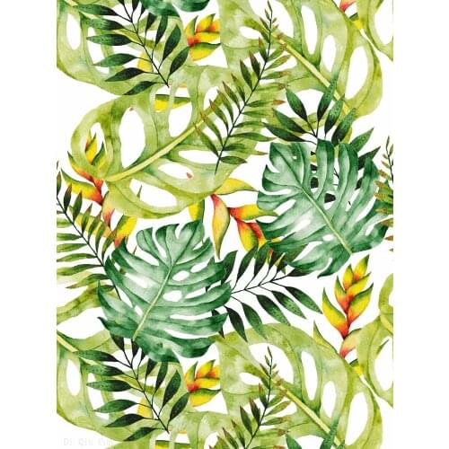 Peel And Stick Tropical Palm Leaf Wallpaper Removable Green/Light Green Vinyl Self Adhesive Wall Stickers For Bedroom Home Decor