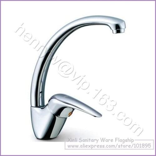 L15667 - Luxury Deck Mounted Chrome Color Brass Material Hot & Cold Water Kitchen Tap