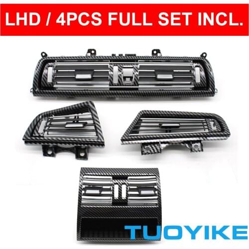 LHD Carbon Fiber AC Air Conditioner Vent Grille Outlet Cover Chrome Replace For BMW 5-Series F10 520 521 523 525 528 530 2010-17