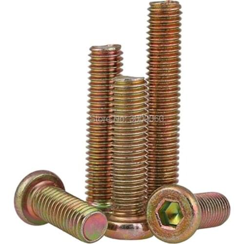 M8 Zinc Plated Carbon Steel Hex Socket Flat Round Head Furniture Connection Screw 50pcs/lot